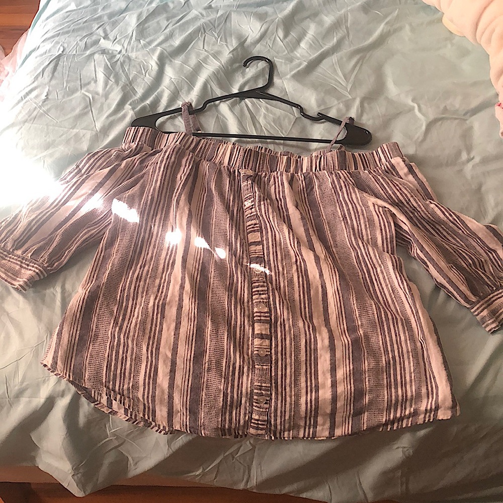 Off the shoulder striped top